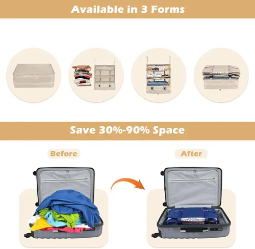 Miniatura 3 de Surblue Bolsa de Almacenamiento Colgante para Armario Plegable de 3 Estantes de Tela Oxford Lavable con 2 Ganchos