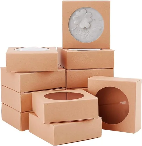 Miniatura 45 de BENECREAT Paquete de 30 cajas rectangulares de papel kraft marrón de 3.3 x 2.3 x 1 pulgadas con ventana transparente para regalos de boda, fiesta