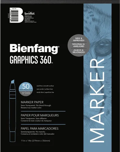 Bienfang Graphics 360 - Bloc de papel marcador, sin sangrado, semitransparente, cuaderno de dibujo de artista, para diseños de 11 x 14 pulgadas, 50