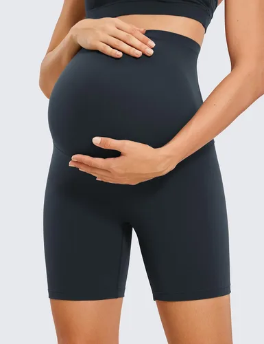 Miniatura 2 de CRZ YOGA Butterluxe - Pantalones cortos de yoga de maternidad sobre el vientre de 6 pulgadas, pantalones cortos de ciclismo atléticos