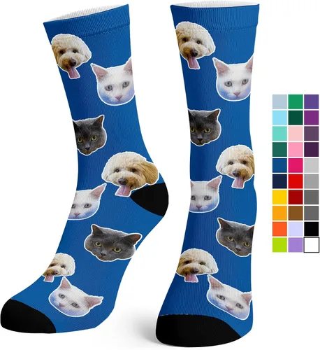 Miniatura 175 de Artsadd Calcetines personalizados para mujeres y hombres, amantes de los perros y gatos, regalos divertidos unisex personalizados