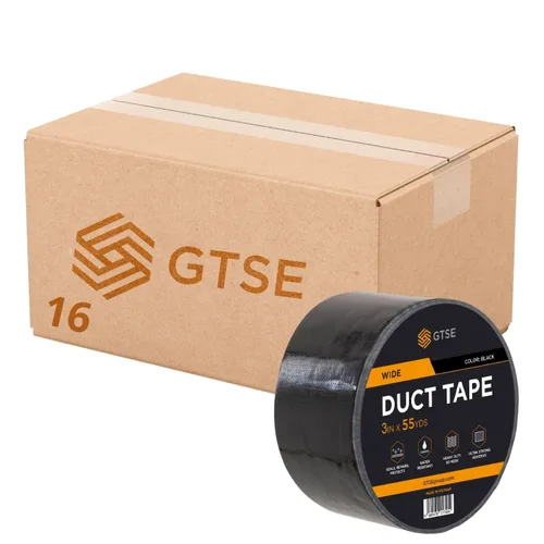 Miniatura 19 de Cinta adhesiva ancha GTSE, negra, 3 pulgadas x 55 yardas (164 pies), cinta de reparación resistente e impermeable para uso en interiores