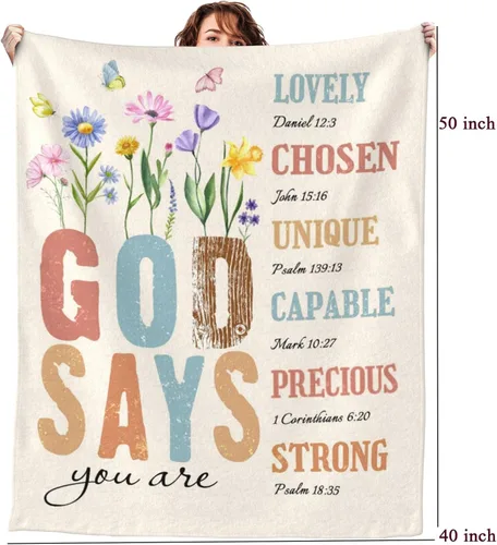 Miniatura 2 de Manta Cristiana, Regalos de Cumpleaños para Mujeres y Hombres, Manta Decorativa Inspiradora de Escritura con Versículo Bíblico Regalos Religiosos