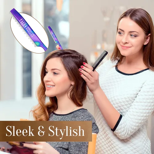 Miniatura 3 de Facón - Navajas para cortar el cabello - Juego profesional de navajas para peinado con 11 cuchillas de repuesto, herramienta de corte de cabello