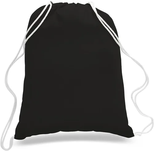 Miniatura 16 de ToteBagFactory Paquete de 6 mochilas de lona de algodón con cordón: blanco, liso, tela reutilizable, 14 pulgadas de ancho x 18 pulgadas de alto