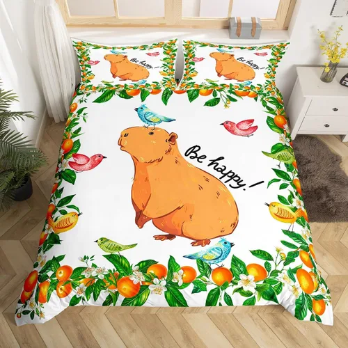 Miniatura 13 de Capybara - Juego de ropa de cama tamaño individual para niños y niñas, funda de edredón de animales roedores, funda de edredón de Capybara, regalos