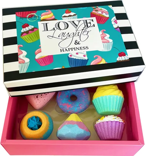 Bombas de baño para niñas, juego de regalo de 6 bombas de baño orgánicas con ingredientes naturales, baño de burbujas de aromaterapia para niños,
