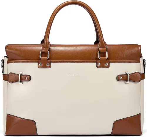 Miniatura 6 de BOSTANTEN Maletín de cuero para mujer con bolso para laptop de 15.6 pulgadas, bolso de mensajero para computadora, bolsa de trabajo de oficina
