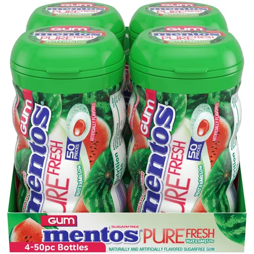 Miniatura 4 de Mentos Pure Fresh - Goma de mascar sin azúcar con xilitol, dulces de Pascua a granel, sabor Watermelon, 200 unidades (paquete de 4)