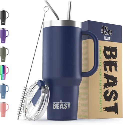 Miniatura 67 de Beast Vaso Térmico de 30 oz de Acero Inoxidable con Aislamiento al Vacío para Café y Hielo de Doble Pared Termo de Viaje (Rojo Arándano)