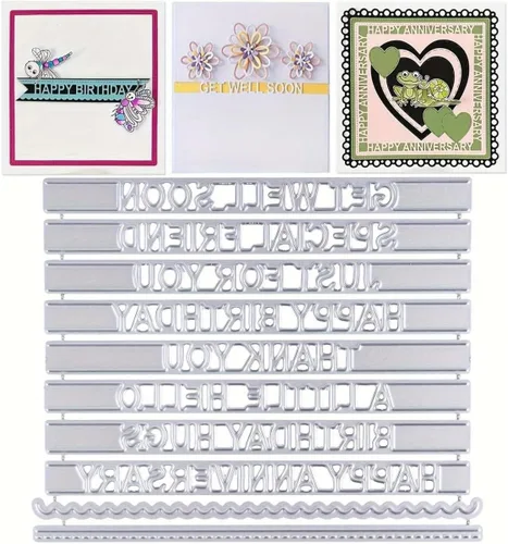 Miniatura 42 de Troqueles para álbumes de recortes, troqueles de corte de metal de cumpleaños para hacer tarjetas, plantilla de papel para manualidades, plantillas
