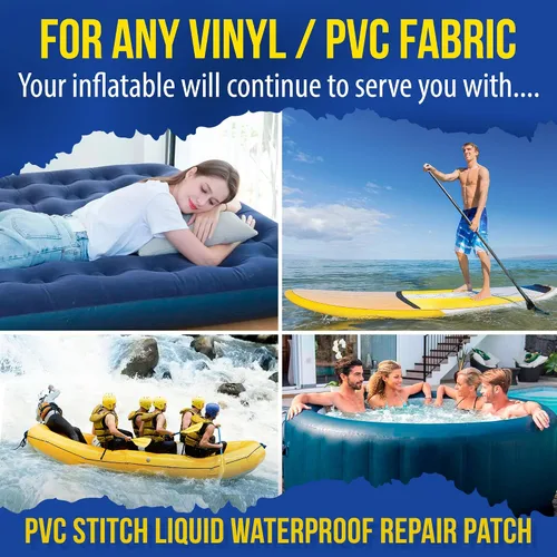 Miniatura 7 de PVC Stitch Parche líquido + cordón Parche impermeable líquido superior para: inflables de PVC y vinilo, barcos, balsas, kayaks, lanchas de remo