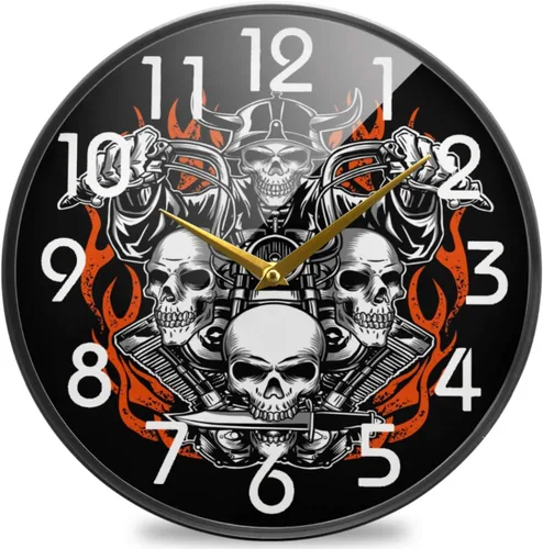 Miniatura 10 de Naanle Reloj de pared redondo con estampado de bandera de la policía estadounidense envejecida, reloj de escritorio analógico silencioso de cuarzo