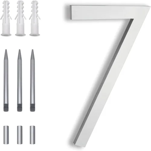Miniatura 24 de Números Reflectantes de 8 Pulgadas para Dirección en Casa, Números de Casa Modernos de Metal Negro para Dirección en la Calle, Números de Casa