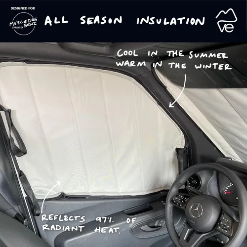 Miniatura 3 de VanEssential Cubiertas para ventanas frontales con aislamiento magnético y oscurecimiento (par) Diseñadas para Mercedes-Benz VS30