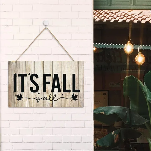 Miniatura 8 de Letrero de madera con texto en inglés "Its Fall Yall", decoración rústica para colgar en la puerta de otoño, decoración de porche para el hogar