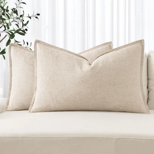 Miniatura 33 de MIULEE - Juego de 2 fundas de almohada decorativas de lino, estilo bohemio, rústico, neutral, para sofá, cama, 16 x 16 pulgadas, color marrón