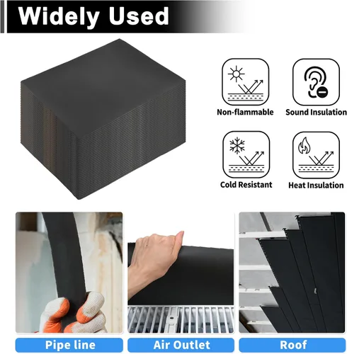 Miniatura 6 de Uxcell 197 mil 49 pies cuadrados Tapete de amortiguación de sonido Material de espuma de celda cerrada de 5 mm con protección térmica autoadhesiva