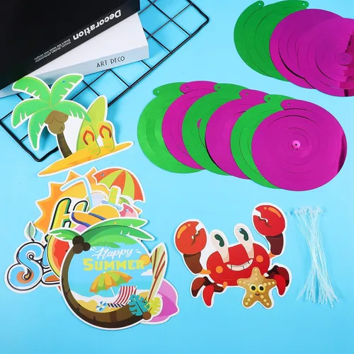 Miniatura 8 de Abaodam 10 piezas de remolinos colgantes para fiesta de verano en la piscina, decoración de fiesta de cumpleaños temática de playa, 10