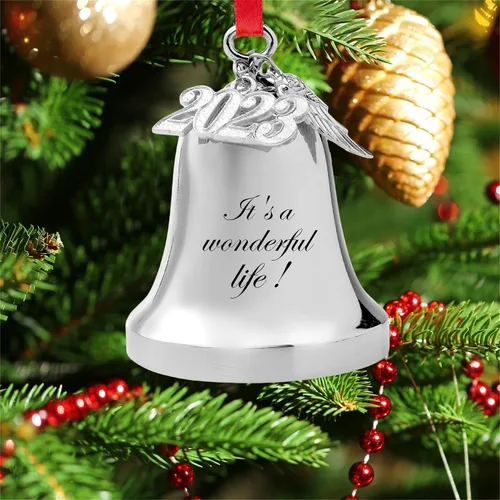 Miniatura 3 de FKOG 2025 Adorno de Campana de Navidad It's A Wonderful Life, Campana Plateada para Árbol de Navidad y Adorno de Campana de Trineo, Regalos