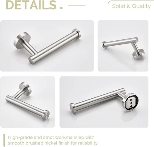 Miniatura 8 de Angle Simple SUS304 - Soporte de papel higiénico de acero inoxidable para baño, soporte de pared para papel higiénico Níquel cepillado