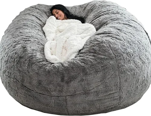 Miniatura 9 de Funda para silla tipo puf (sin relleno, solo funda) para adultos y niños, funda gigante de terciopelo suave para sofá cama, funda protectora de puf