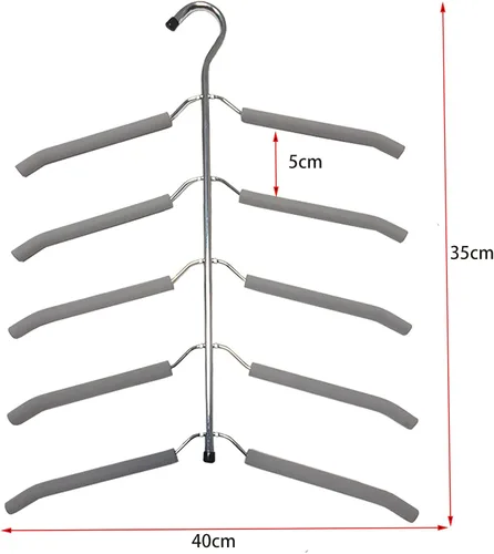 Miniatura 4 de Paquete de 3 perchas 5 en 1 para blusas y árboles, perchas para ahorrar espacio, con brazo oscilante, antideslizantes, acolchadas, colgador de ropa