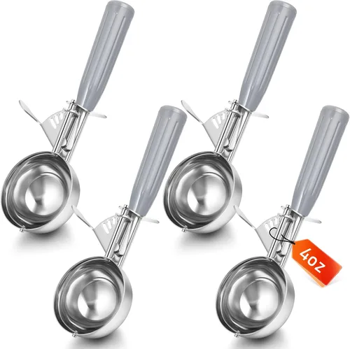 Miniatura 27 de Reallnaive 2 Cucharas para Galletas con Liberación, Cuchara para Helado con Liberación por Gatillo, Cuchara de Porción de Acero Inoxidable