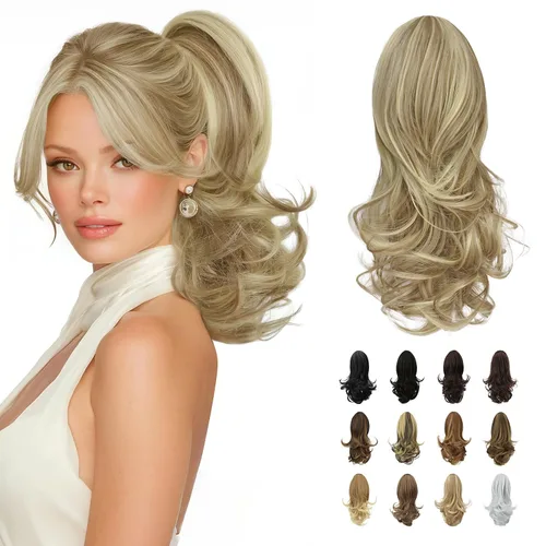 Miniatura 52 de Sofeiyan Extensión de cola de caballo de 11 pulgadas con clip de garra, extensiones de cabello con cola de caballo, cola de caballo larga y rizada