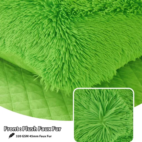 Miniatura 3 de LIFEREVO Paquete de 2 fundas de almohada de felpa lanuda de piel sintética de 20"x26", fundas de almohada decorativas esponjosas con cierre de Verde