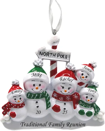 Miniatura 10 de Adorno de Navidad familiar 2025 – Adorno personalizado para familias – Adorno familiar de muñeco de nieve personalizado – Decoración de árbol