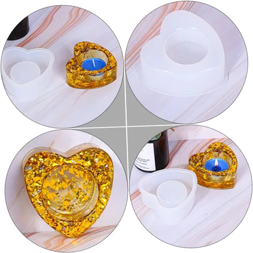 Miniatura 3 de TEHAUX 6 moldes para velas de resina, moldes de fabricación de jabón, moldes de resina para portavelas de resina, portavelas de resina, moldes