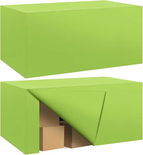 Miniatura 57 de Paquete de 2 manteles ajustados para mesa rectangular de 4 pies, 48 x 24 pulgadas, cubiertas de mesa verde manzana, tela de poliéster resistente al