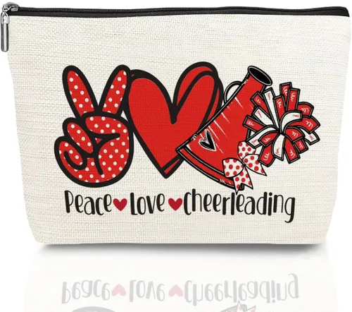 jeilink Divertida bolsa de maquillaje de amor de paz para fútbol, voleibol, animadora, bolsa de aseo de viaje para mujeres, amigos, amantes del