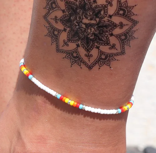 Miniatura 2 de Boho Anklet, Native American Jewelry, Unique Thin Beaded Ankle Bracelet for Women or Girls, Colorful Bohemian Hippie Beach Waterproof Foot Jewelry