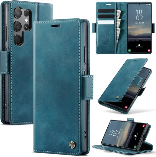 Miniatura 59 de Funda tipo cartera para iPhone 13 de piel tipo cartera con tarjetero y función atril, cierre magnético, bloqueo RFID, TPU a prueba de golpes