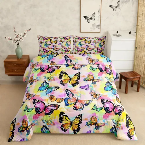 Miniatura 18 de Castle Fairy Daisy Florals Comforter Set Twin Size,Hippie Flowers Bedding Set,Kids Boys Adults Bedroom Decor,70s Retro Floral Super Soft Duvet