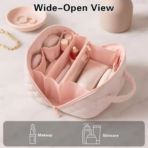Miniatura 2 de Bolsa de maquillaje de viaje, bolsa de maquillaje acolchada para mujer, organizador de cosméticos impermeable, organizador de maquillaje, bolsa