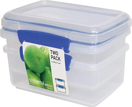Miniatura 11 de Sistema KLIP IT Rectangular Collection Recipiente de almacenamiento de alimentos, 33.8 onzas/1.0 L, transparente/azul, 3