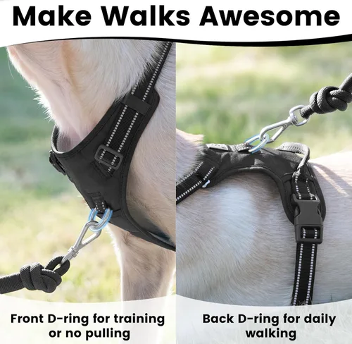 Miniatura 4 de Arnés sin tirones para perro, chaleco reflectante para cachorros para perros pequeños, medianos y grandes (negro, XS)