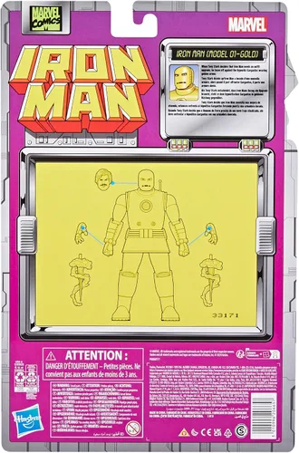 Miniatura 8 de Marvel Legends Series Iron Man (Modelo 01 - Oro), Figura de acción coleccionable de Iron Man Comics de 6 pulgadas, tarjeta de ampolla de inspiración