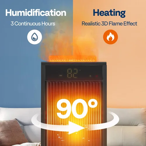 Miniatura 3 de VIVOHOME Calentador de espacio con humidificador, calentador eléctrico para uso en interiores, calentador de cerámica silencioso de 1500 W