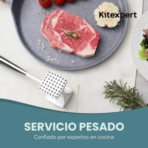 Miniatura 5 de KITEXPERT Martillo ablandador de carne con mango de agarre cómodo, mazo de doble cara para cocina, resistente para ablandar bistec, carne de res