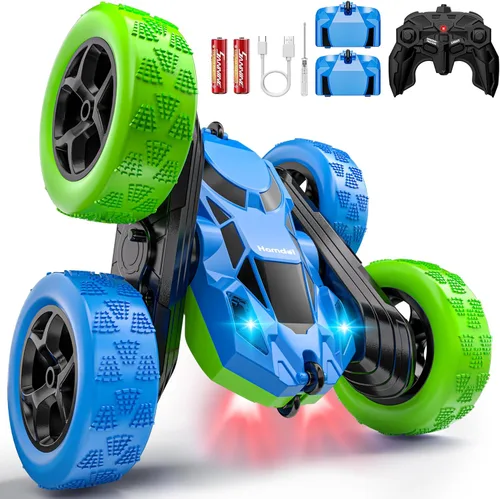 Miniatura 9 de Hamdol Coche de acrobacias a control remoto para niños de 6 a 12 años, auto de control remoto giratorio de 360° con luces LED, vehículo eléctrico