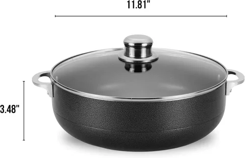 Miniatura 7 de Alpine Cuisine Olla de aluminio antiadherente de 7 cuartos de galón con tapa de vidrio y mango remachado, utensilios de cocina resistentes
