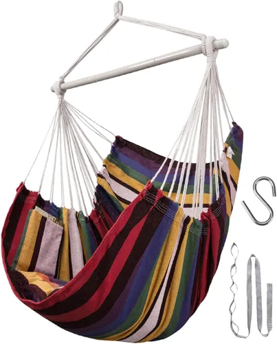 Miniatura 7 de Silla de columpio con cuerda colgante Lulladle - Silla de hamaca para dormitorios - Silla de columpio para interior - Silla colgante para exterior