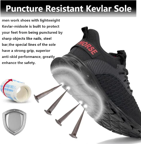 Miniatura 5 de Steel Toe Shoes for Men Women Safety Work Shoes Comfortable Steel Toe Sneakers Puncture Proof Slip on Safety Shoes for Industrial,Coustruction