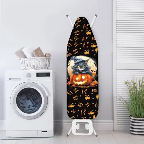 Miniatura 4 de UNICEU Funda de tabla de planchar elástica de 13 x 52 pulgadas con bordes elásticos, cubierta de tabla de hierro resistente a la quema de Halloween