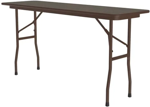 Correll - Mesa plegable comercial de 18 x 60 pulgadas, parte superior laminada de alta presión de nogal, núcleo pesado de 3/4 pulgadas de grosor,