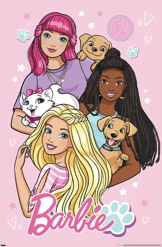 Miniatura 12 de Mattel Barbie - Bonito póster de pared, 22.4 pulgadas de largo x 14.7 pulgadas de ancho, versión enmarcada de madera de granero